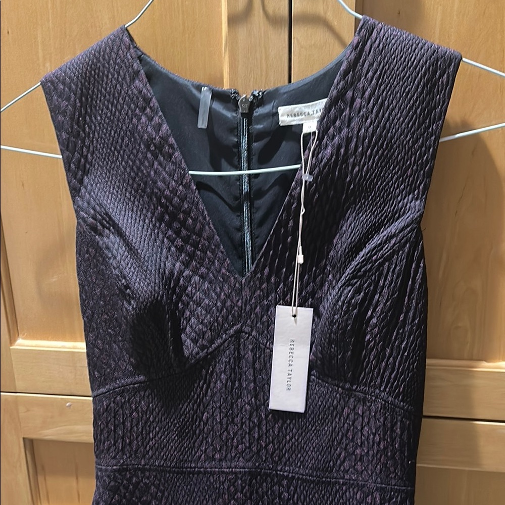 Rebecca Taylor Purple Sheath V-Neck Midi Dress